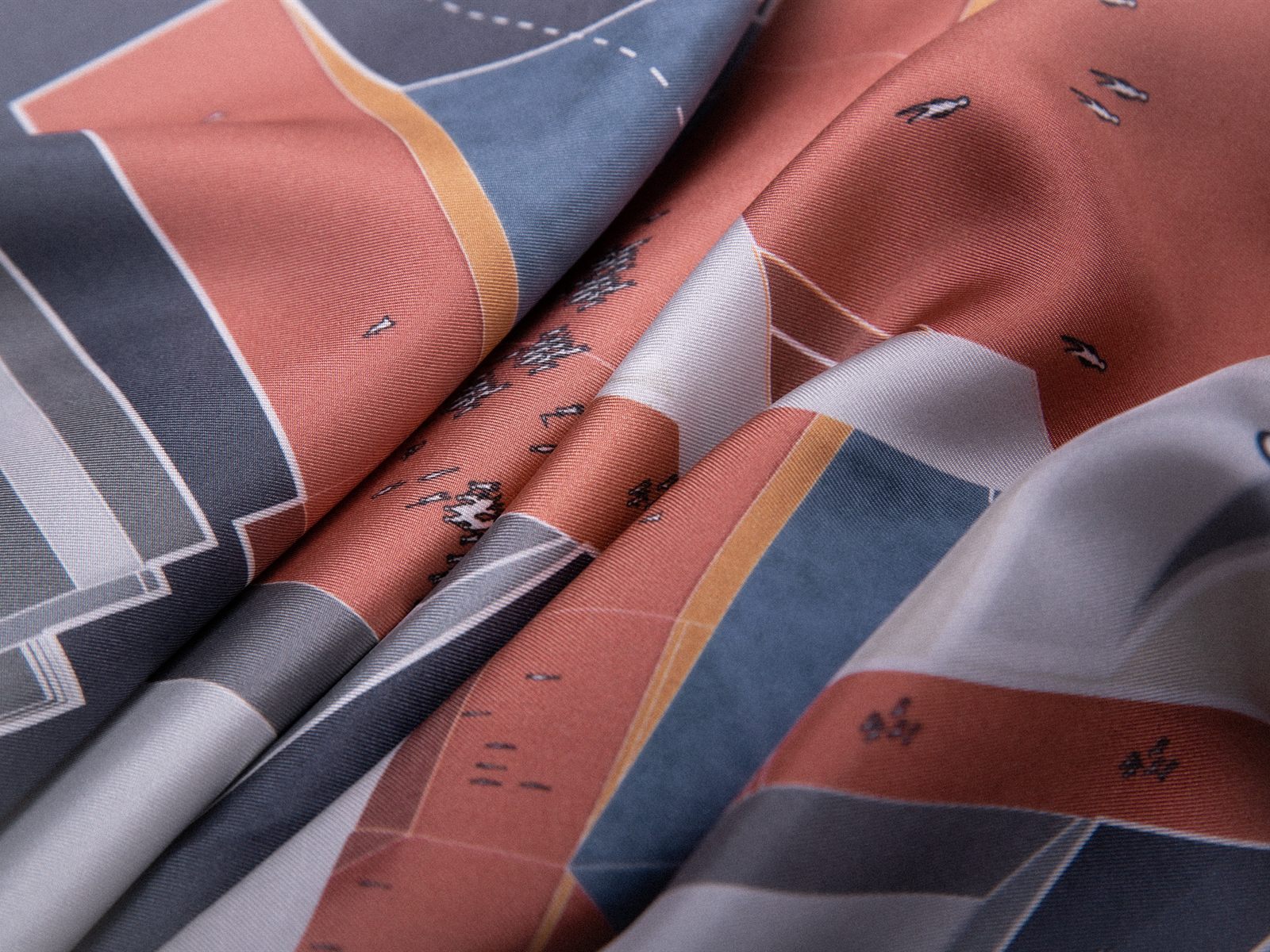The New Ground — Terracotta silk scarf, draped